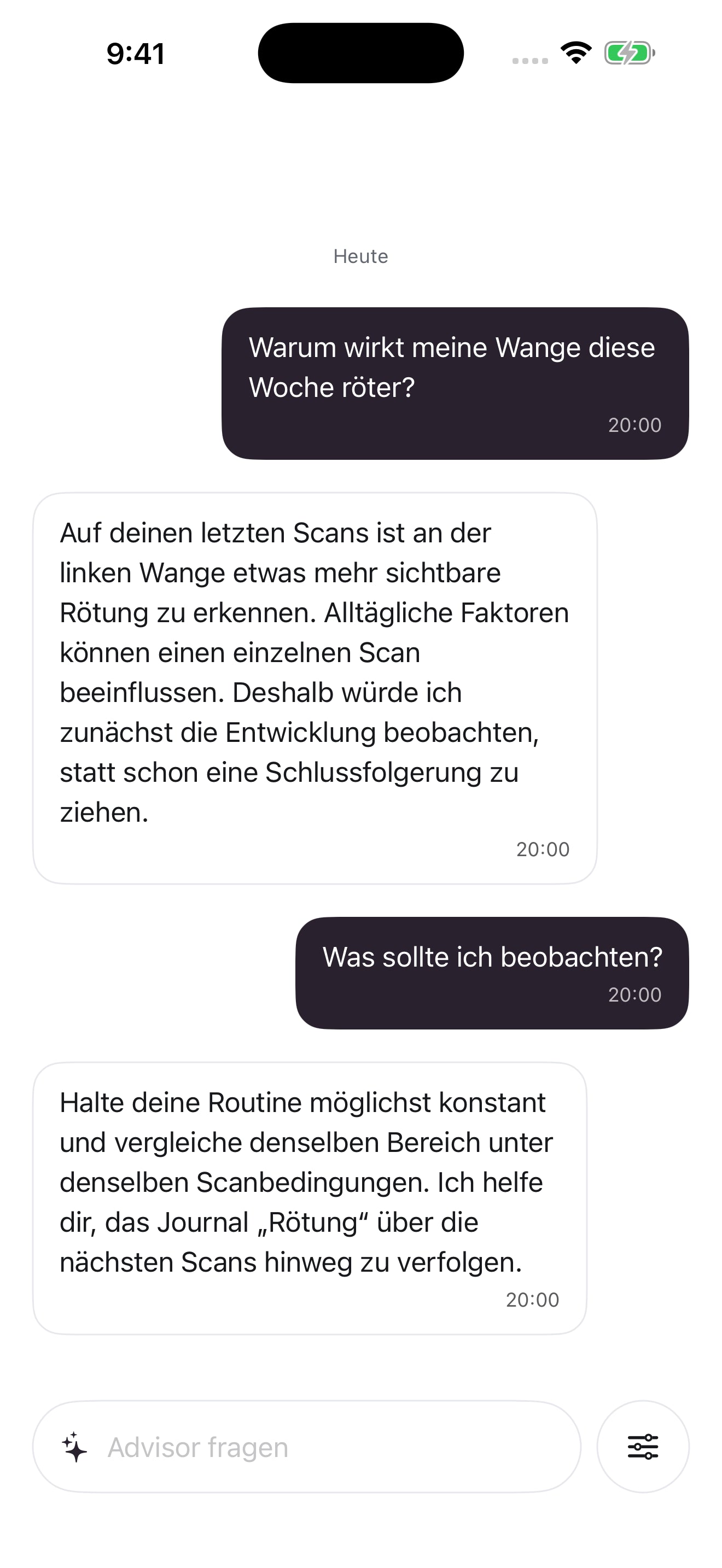 Gesprächsansicht des Mozi-Beraters