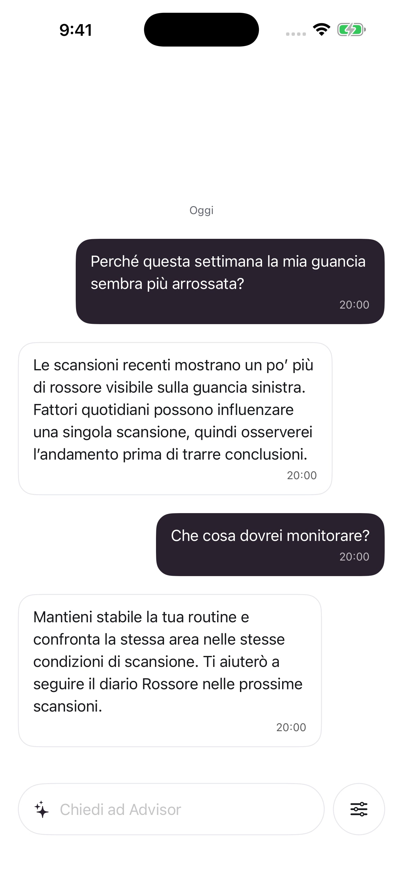 Schermata di conversazione con l’assistente Mozi