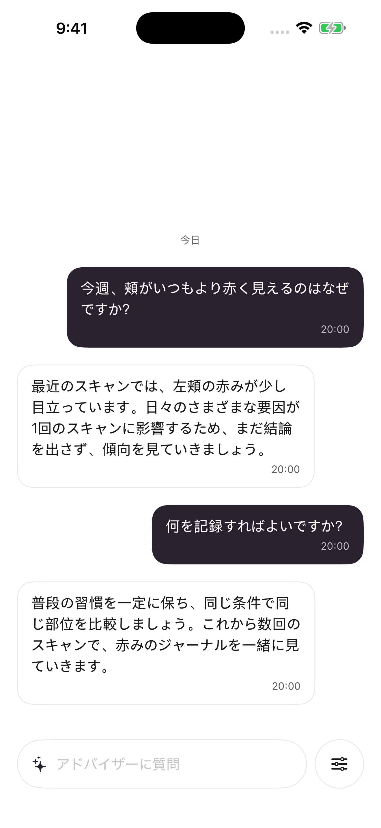 Mozi Advisor の会話画面