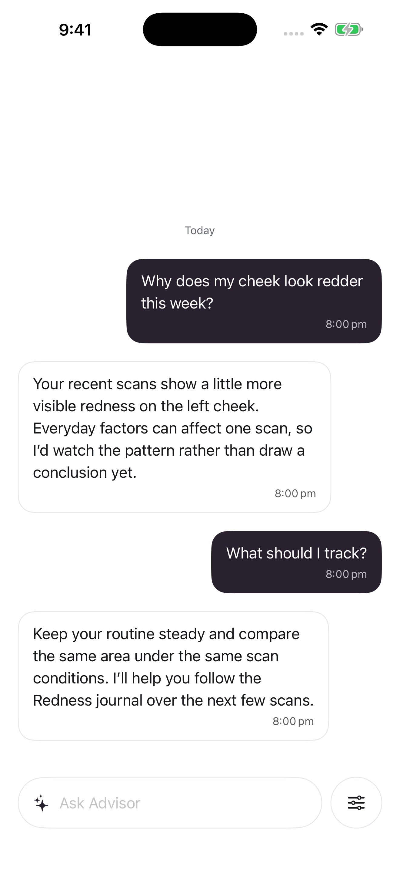 Mozi Advisor conversation screen